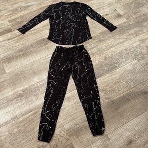 Girl’s Katie J NYC Long Sleeve Paint splatter Set Top/Pants Black, Size Medium